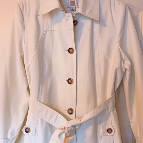 Trench Coat Cream Color  Y2K Gallery Belted - Picture 7 of 13